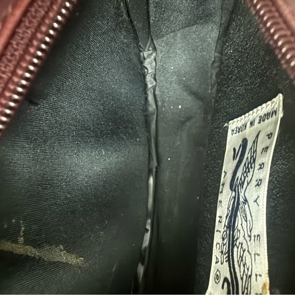 Vintage Perry Ellis America Burgundy and Green leather Crossbody Bag… - Picture 6 of 6